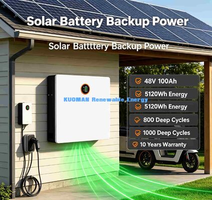 Indoor Wall Mount Solar Backup Battery 51.2V 100Ah Intelligent BMS Overcharge Protection