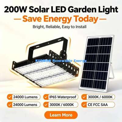 Φωτιστικό LED 200W Solar Flood Light 24000LM IP65 Αδιάβροχο Εξωτερικό Στάδιο Κήπος Αρθρωτό Σποτ