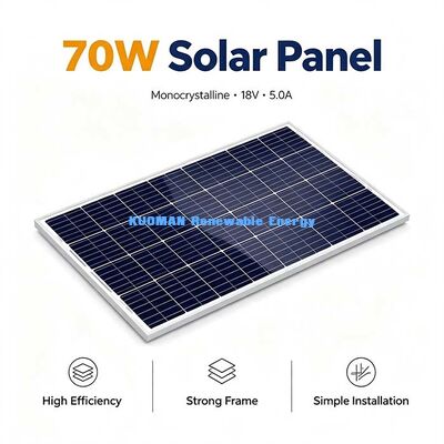 70W Μονοκρυσταλλικό Ηλιακό Πίνακα JST-ESMH-70W 12V Φωτοβολταϊκή Μονάδα εκτός δικτύου για RV Camping Home Backup Power