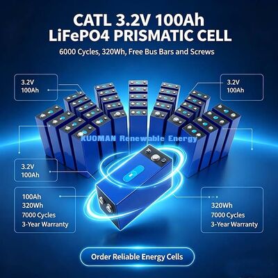 Πρισματική Κυψέλη Μπαταρίας LiFePO4 3.2V 100Ah, Κυψέλη Φωσφορικού Σιδήρου Λιθίου Ευρέος Φάσματος Θερμοκρασίας για Υπαίθρια Αυτόνομα Φωτοβολταϊκά Συστήματα