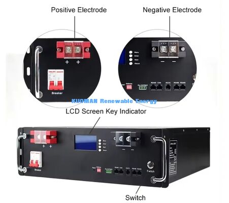 Μονάδα μπαταρίας KM 48V 100Ah LiFePO4 Rack Βαθιών Κύκλων 8000 Φορές
