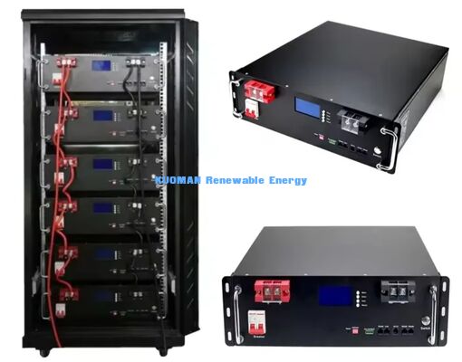Μονάδα ράφης μπαταρίας LiFePO4 KM 48V 100Ah με 8000 βαθιούς κύκλους, ονομαστική τάση 51.2V και χωρητικότητα 100Ah