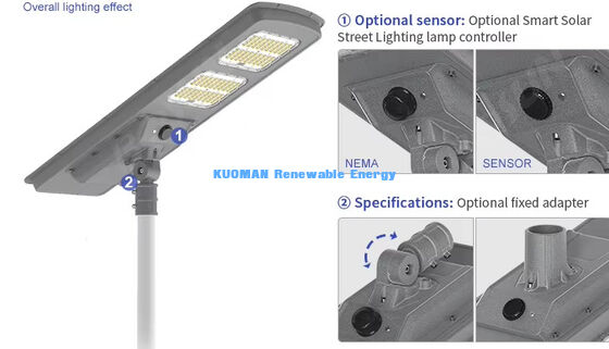 High Bright 60W/80W IP65 Waterproof Street Light All-in-One Solar Outdoor Road Square Lights 220lm/w Long Lifespan