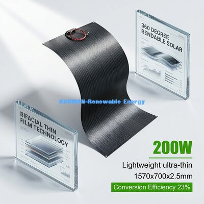 Ανθεκτικό εύκαμπτο ηλιακό πάνελ 200W, αδιάβροχο IP65, λυγίσιμο 360 μοιρών για αυτόνομη διαβίωση