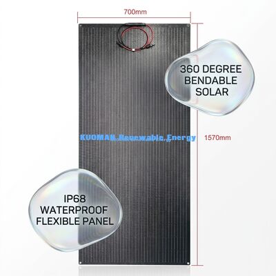200W Μονοκρυσταλλικό Εύκαμπτο Ηλιακό Πάνελ με Αδιάβροχο Σχεδιασμό από Ανθρακονήματα IP67