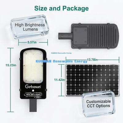 Αδιάβροχο IP65 Ηλιακό Φωτιστικό Δρόμου 300W με Λειτουργία Ανίχνευσης Κίνησης και Ηλιακό Πάνελ για Αστικούς Δρόμους