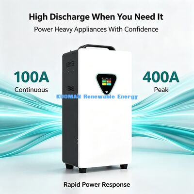 Vertical Touch Screen Solar Storage Battery Max 200A Discharge Heavy Load AC Water Pump Home Backup Power Supply