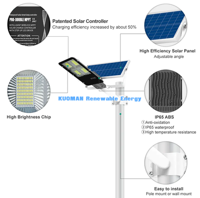 Dimmable Solar LED Street Light CCT 3000K Warm White to 6000K Cool White