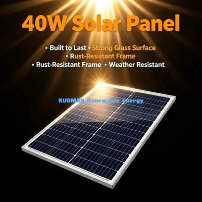 Φωτοβολταϊκό Πάνελ Μονοκρυσταλλικό 40 Watt Επίδοση σε Χαμηλό Φωτισμό για Κάμερα Ασφαλείας Εξωτερικού Χώρου