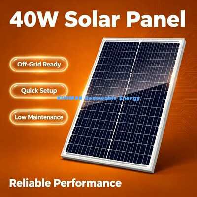 40W Ηλιακό Πάνελ Μονοκρυσταλλικό από Ενισχυμένο Γυαλί για Φάρμες & Απομακρυσμένες Κατοικίες
