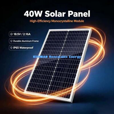 Αντικραδασμικό ηλιακό πάνελ μονοκυψελών 40 Watt με σκληρυμένο γυαλί για χρήση σε τροχόσπιτα, κάμπινγκ και ως εφεδρική πηγή ενέργειας