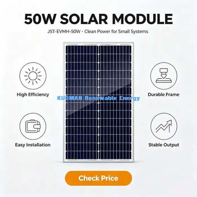 Υψηλή απόδοση 50W Μονοκρυσταλλική ηλιακή μονάδα 0~+4,99W Θετική ανοχή ισχύος