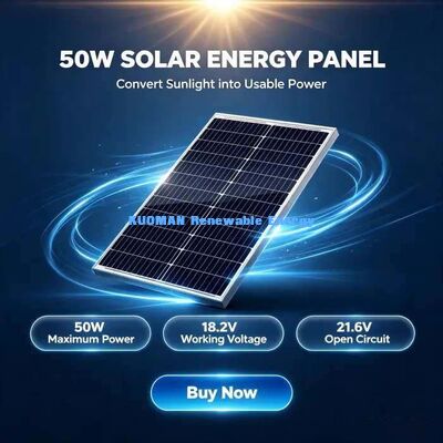 Ηλιακό πάνελ 50W Υψηλής Απόδοσης Ονομαστική Τάση Συστήματος 700V Ασφαλής Ενέργεια Εκτός Δικτύου