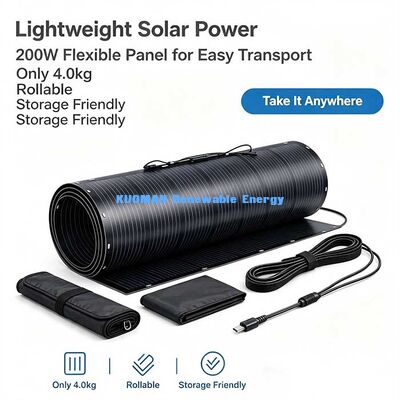 Ηλιακό πάνελ 200W εξαιρετικά λεπτού εύκαμπτου τύπου, ηλιακή μονάδα MC4 για οροφή RV, γιοτ, ηλιακό σύστημα κατασκηνώσεων
